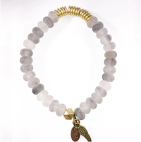 She Is Blessed Grey Agate Rondel Gold Spacers