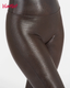 Faux Leather Croc Shine Leggings - Brown/Black
