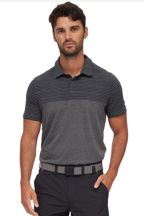 Galena Stripe Blocked Performance Polo