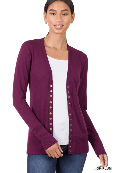 Snap Cardigan Full Sleeve - Dark Plum