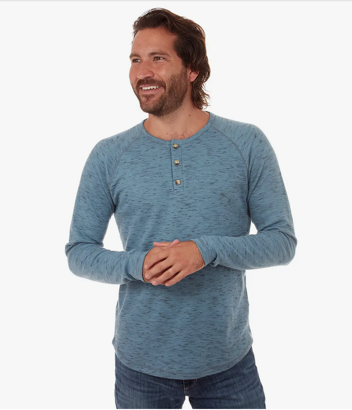 Sean Long Sleeve Henley - Dusty Blue