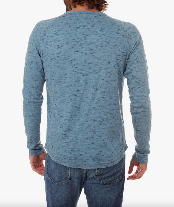 Sean Long Sleeve Henley - Dusty Blue