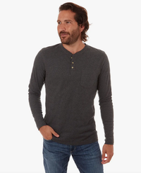 Harper Long Sleeve Henley - Charcoal