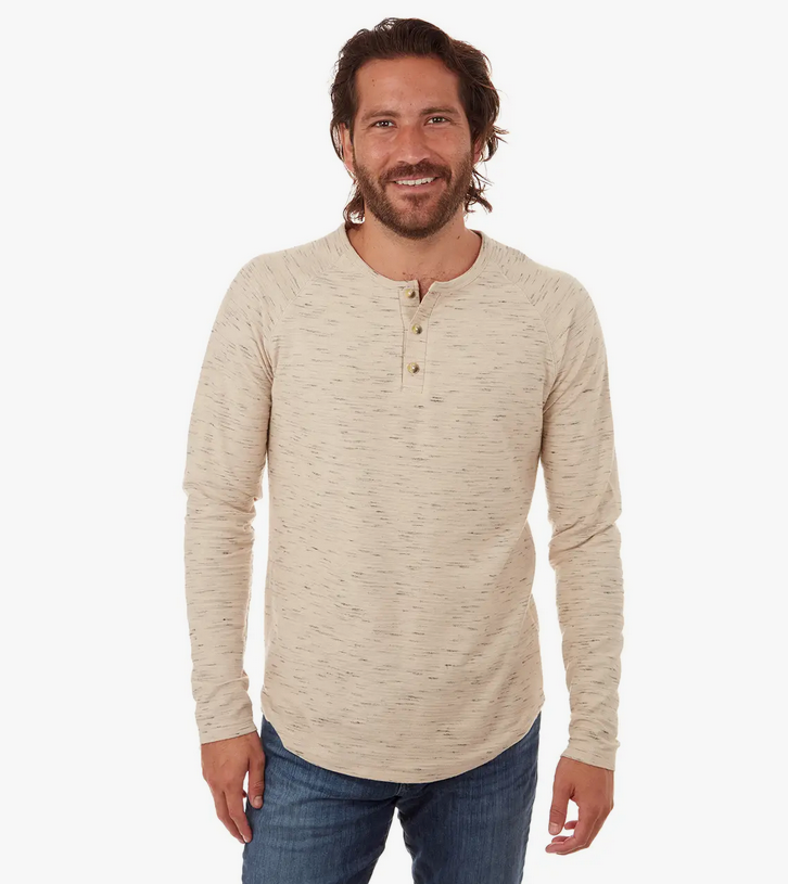 Beckett Long Sleeve Henley - Almond