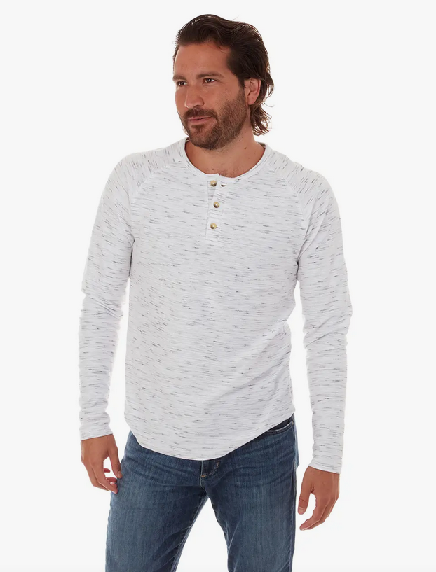 Beckett Long Sleeve Henley - White