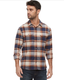 Peters LS FLannel Shirt - Navy/Brown/Rust