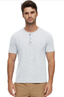 Biscoe SS Snowy Stripe Henley - Light Grey