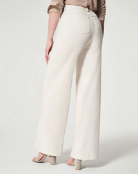 Seamed Front Wide Leg Jeans - Ecru