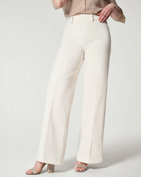 Seamed Front Wide Leg Jeans - Ecru