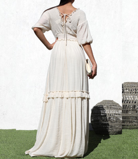 Smocked Woven Maxi Dress - Taupe