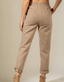 Solid Cotton High Waist Twill Pants - Mocha