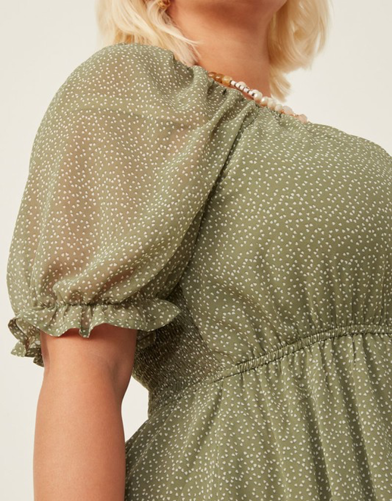 square neck long sleeve mini dress in sage Square Neck Long Sleeve Mini Dress in Sage