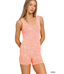 Stone Washed Ribbed Seamless Romper - Coral
