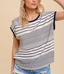 Stripe Mixed Knit Relaxed Top - White