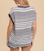 Stripe Mixed Knit Relaxed Top - White