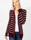 Striped Snap Cardigan Full Sleeve - Dark Burgundy