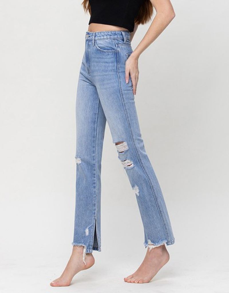 Super High Rise Straight Ankle With Slit Detail