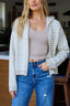 Tan Striped Hooded Zip Up Jacket