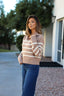 Taupe and Cream Striped Quarter Zip Pullover