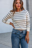 Thread and Supply Ivory Striped Stacy Top