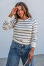 Thread and Supply Ivory Striped Stacy Top