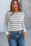 Thread and Supply Ivory Striped Stacy Top
