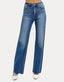 Tina Tummy Control High Rise Wide Leg Raw Cut Hem Jeans