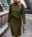 Solid Thick Knit Skirt - Olive