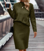 Solid Thick Knit Skirt - Olive