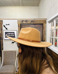 Leather Trim Solid Fedora Hat