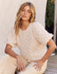 Bubble Sleeve Textured Blouse - Natural