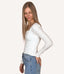 Lace Square Neck Solid Knitted Slim Fit Top